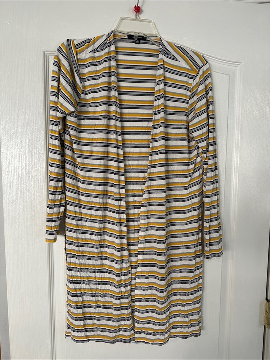 Ambiance Tops - Yellow / Black Striped Long CARDIGAN great & lightweight